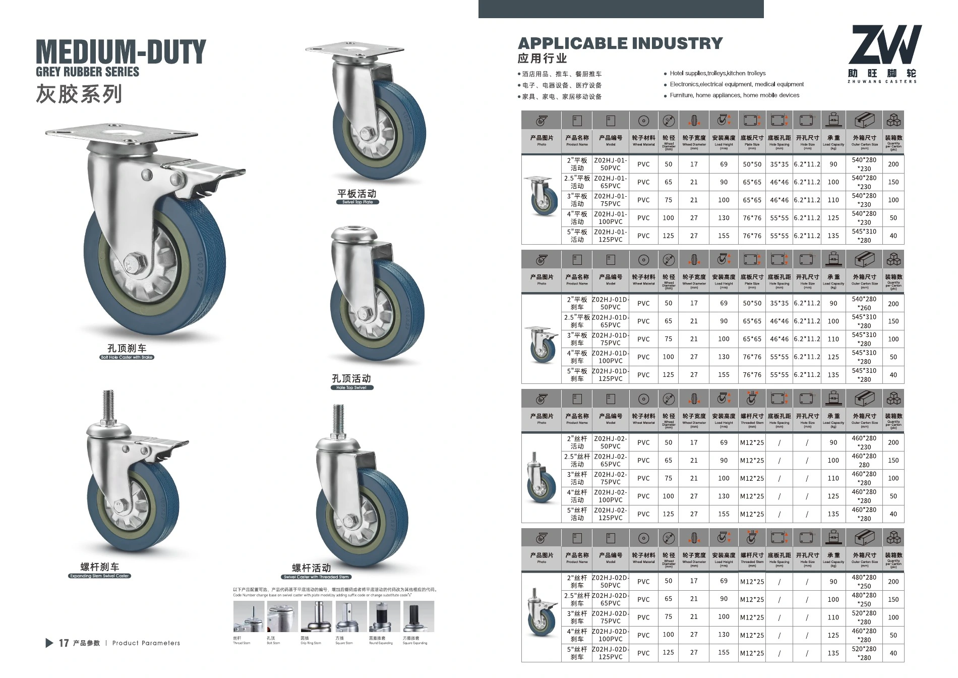 Final product catalog PDF page 16: Medium-Duty Grey Rubber Series