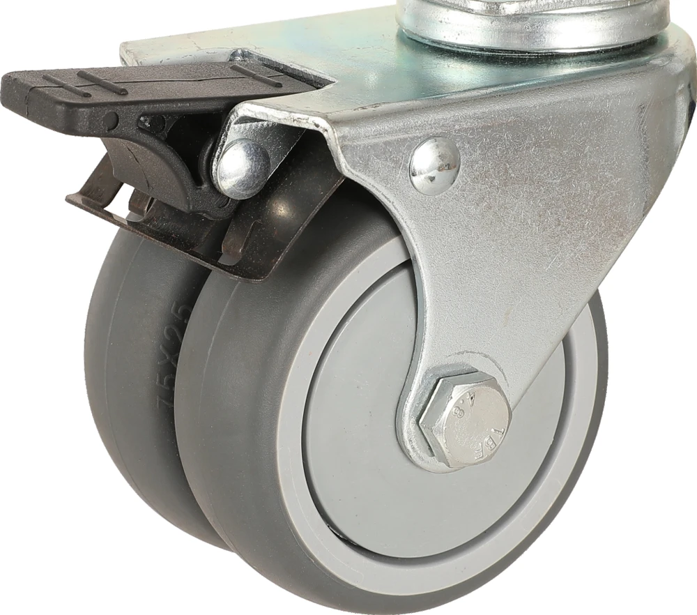 Light-Duty 75 mm Twin-Wheel TPR Casters